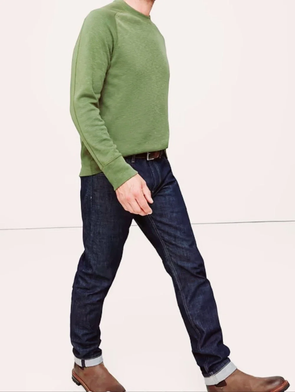 Banana Republic Green Fitted Crew Long Sleeves Tshirt 100% Cotton Size S New